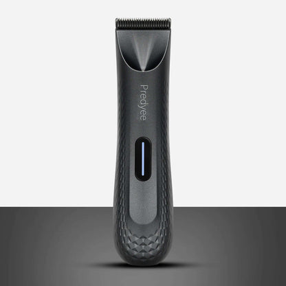 Electric groin hair trimmer with ergonomic design and precision blades for smooth grooming.