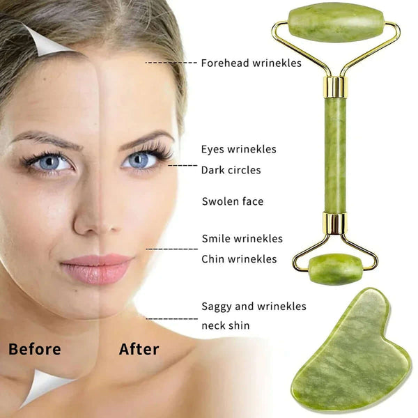 Jade Roller & Gua Sha Massage Set