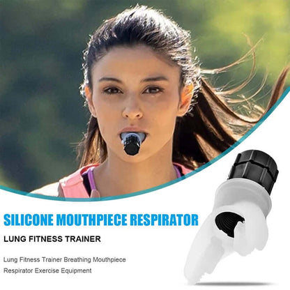 Silicone mouthpiece respirator for lung fitness training, enhancing breath control and respiratory strength.