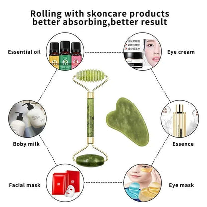 Jade Roller & Gua Sha Massage Set